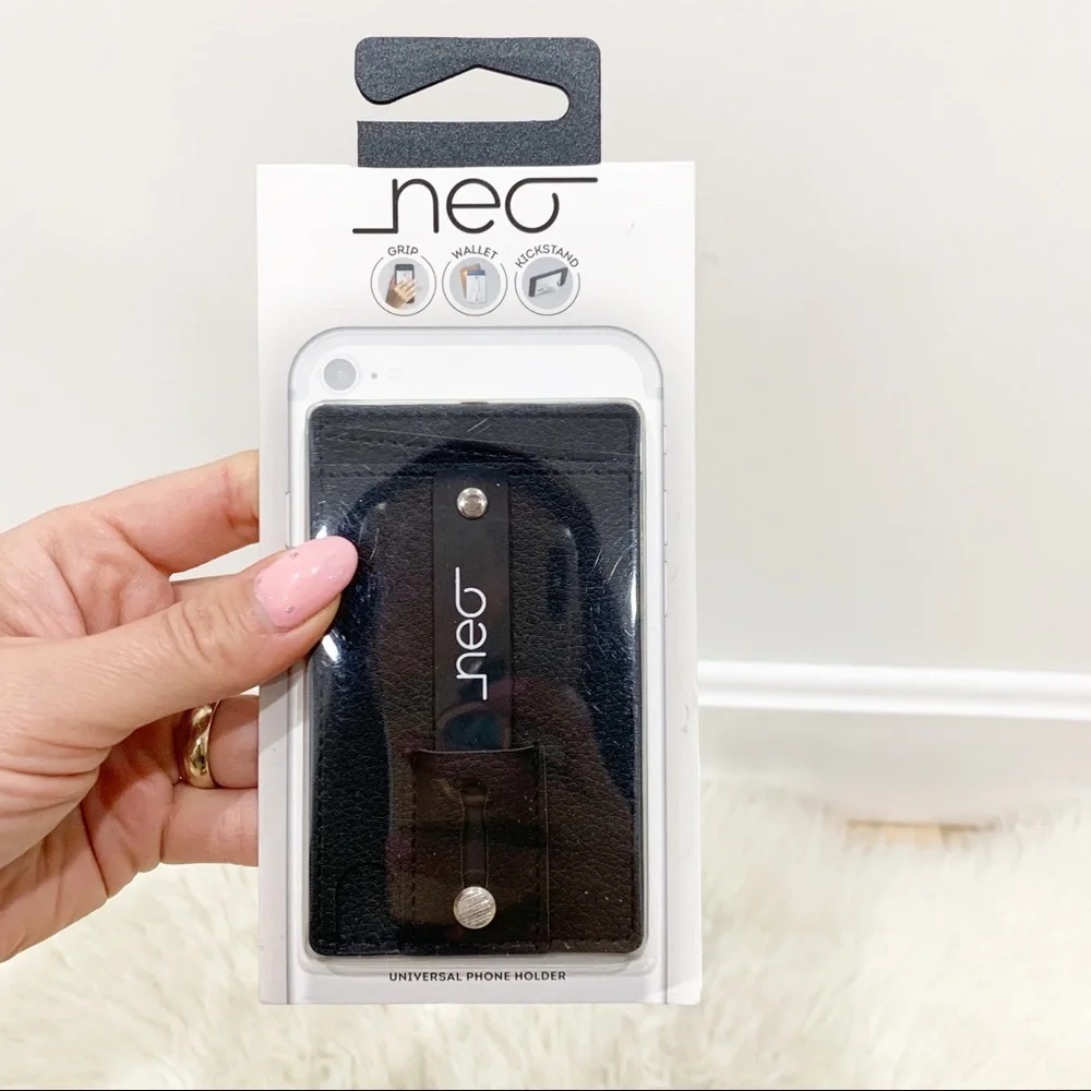 Neo Black universal phone wallet grip stand holder